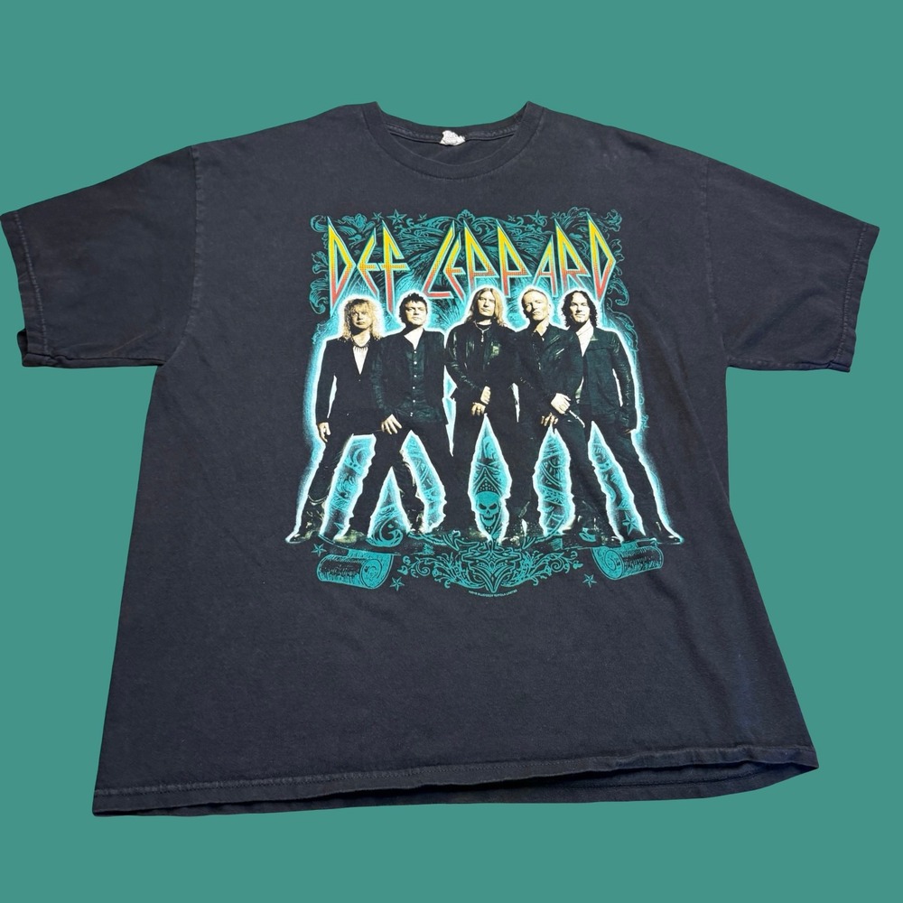 Def Leppard 2012 Concert Tour T Shirt XL Black Rock Band Graphic Shirt